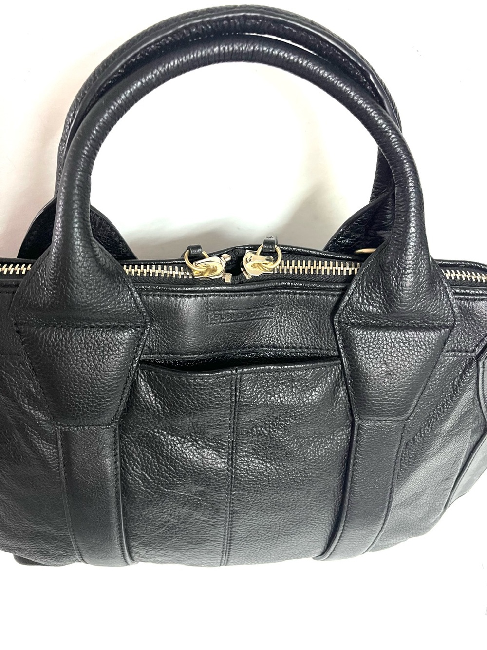 Kelsi Dagger Brooklyn Studded Black Pebbled Leather Satchel Crossbody - Picture 4 of 13
